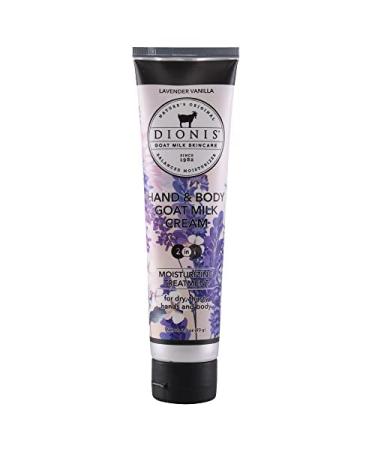 Dionis Goat Milk Skincare  3.3 oz Lavender Vanilla Scented Hand & Body Cream - Travel Size Hand Lotion For Hydrating & Moisturizing Dry Skin Relief - Cruelty Free Cream Made In The USA-Paraben Free Formula