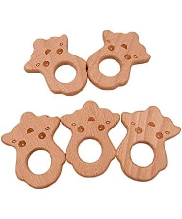 Wendysun 2pcs Cartoon Octopus Shape Wood Teether Set - Natural Beech Teething Toy for Babies - DIY Pendant Nursing Toy - Buy Online on GoSupps.com