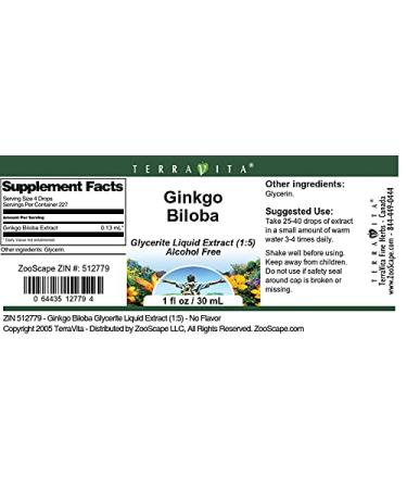 Ginkgo Biloba Glycerite Liquid Extract (1:5) - No Flavor (1 oz ZIN: 512779) - 3 Pack - Buy Online on GoSupps.com
