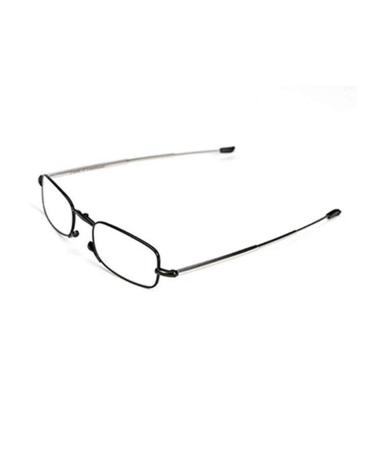 Foldable metal reading glasses with telescopic ironing flip top etui |Rectangular high -quality glasses |Reading aid for women & men from Mini glasses 2.5x black