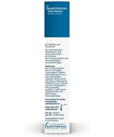 Buy Klosterfrau Seda-Plantina Tablets for Inner Restlessness - 24h Active Formula - 5x30 Pieces - International Shipping - Buy Online on GoSupps.com