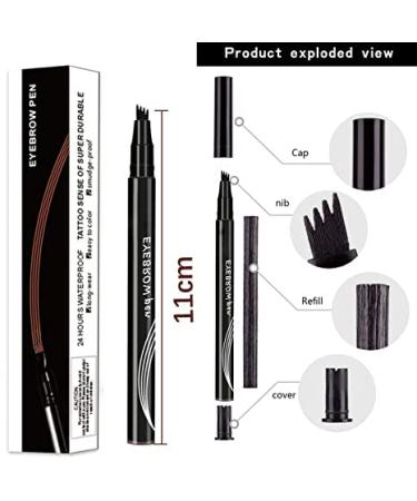 Ziborn Microblade Brow Pen - Waterproof 4-Tip Professional Eyebrow Definer (Brown) - Buy Online on GoSupps.com