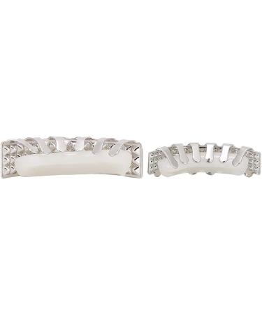 Iced Out Diamond Teeth Grillz Set for Men Women Plating Hip Hop Gold Grills for Your Teeth Teeth Jewelry and Accessories for Halloween Party Show Silver - Buy Online on GoSupps.com