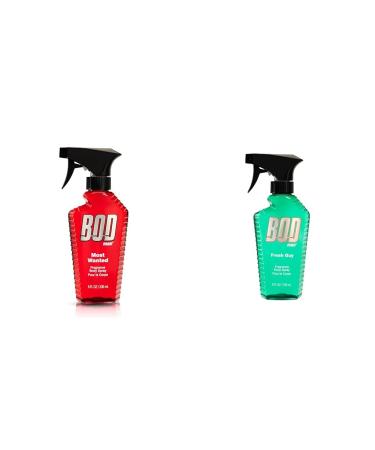 BOD man Fragrance Body Sprays Most Wanted 8 fl oz & Fresh Guy 8 oz