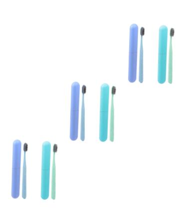 Ipetboom 6 Stk toothbrush set Hand toothbrush bristles toothbrush soft toothbrushes etui ultra-like toothbrushes for adult toothpaste wheat PP-raw material toothbrush box lovers
