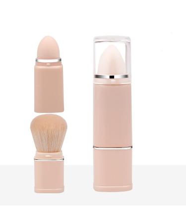 CHANGAR Travel Makeup Brushes Retractable Face Blush Makeup Brush 2 in 1 Portable Loose Powder Brush Makeup Sponge Foundation Blending Brush with Cover Perfect for On The Go