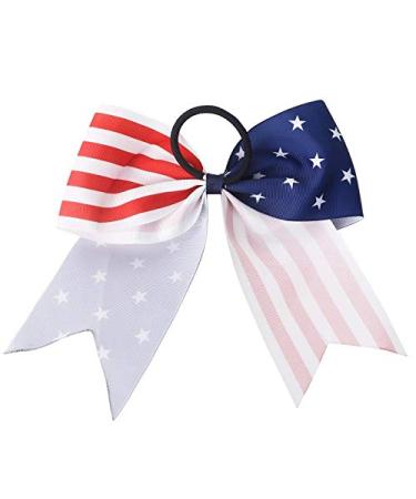 American Flag Cheer Bow for Girls - Red White Blue Patriotic Hair Accessory - Buy Online on GoSupps.com