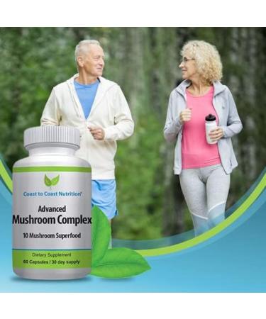 Advanced Mushroom Complex - Lion's Mane Reishi Cordyceps Chaga Turkey Tail Maitake 10X Mushroom Blend Superfood Immune Support & Nootropic Brain Supplements for Immunity & Energy - 60 capsules - Buy Online on GoSupps.com