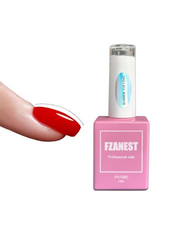 FZANEST Rubber Top Coat Gel Nail Polish,Ultra Shine Led/UV Nail Finish Gel,Thick Top Strengthen and Plumping Nails 15ml (Rubber Top Coat)