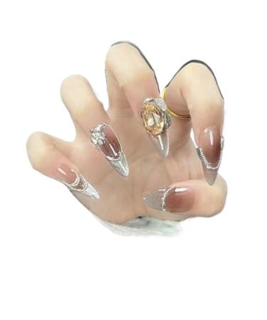 Temperament manicure handmade manicure wearing a fashion almond blush nail patch.(L)