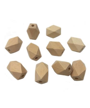 Wendysun 15mm22mm 50pcs Natural Organic Maple Unfinished Hexagon Geometric Wooden Beads DIY Necklace Bracelet Beads Accessories&Crafts Baby Teether Hanging Materials Wooden Teether (50pcs)