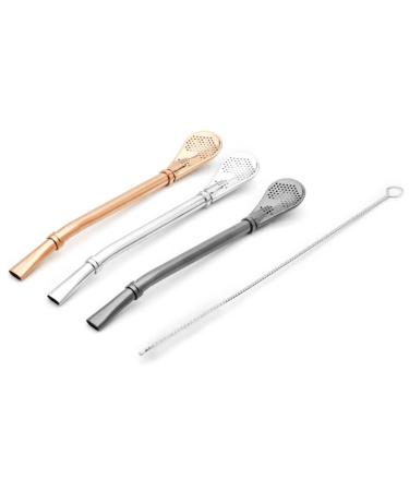 BALIBETOV Yerba Mate Lot de 3 pailles en acier inoxydable pour gourde Mat 16 cm de long Lot de 3 Couleurs