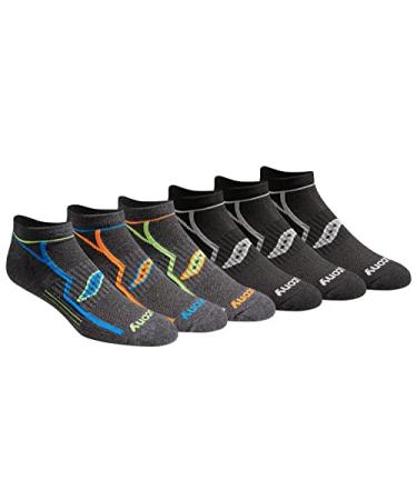 Saucony Men's Multi-pack Bolt Performance Comfort Fit No-Show Socks Shoe Size: 8-12 Grey (6 Pairs)