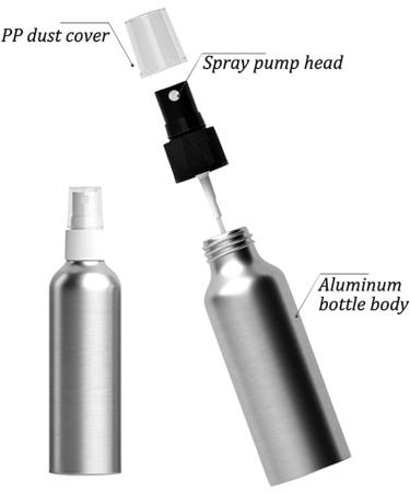 Herbest Aluminum 100ml Mini Fine Fog Spray Bottles - Refillable Empty Bottles for Perfume Cosmetics & Essential Oils - Buy Online on GoSupps.com
