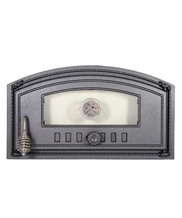 BBQrolling pizza oven door Premium 490x280 cast iron oven door with glass + thermometer open door bread oven door/right/
