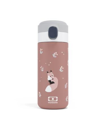 monbento - Kids Insulated Bottle MB Pop Fox - 12 Oz - Leakproof - Hot/Cold Up to 12 Hours - Small Water Bottle for Kids School/Park or for Adult Handbag - BPA Free Food Grade Safe - Pink Cinnamon Cinnamon Fox