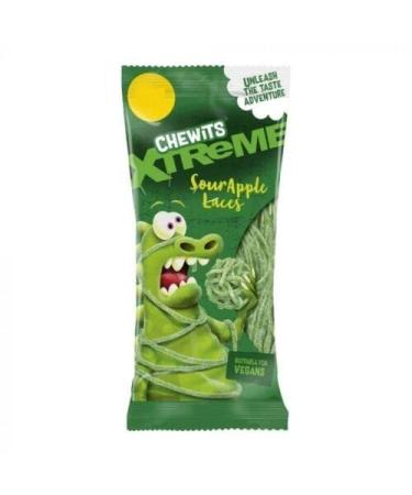 Chewits XTREME Sour Apple Laces 220g Bag Vegan No Artificial