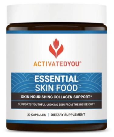 ACTIVATEDYOU Essential Skin Food  Nourishing Skincare Collagen Elastin Support Supplement  30 Capsules