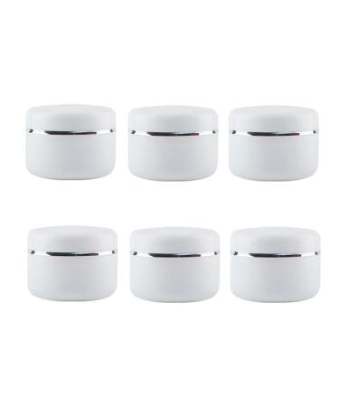 6 pieces 50ml of empty round plastic container with inner lining and screw-on lid refillable make-up cosmetic bottle for face cream eyes shadow lip balm.