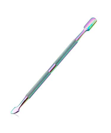 1Pc Double-Ended Cuticle Pusher Stainless Steel Dead Skin Push Remover For Pedicure Manicure Nail Art Cleaner Care Tools rainbow