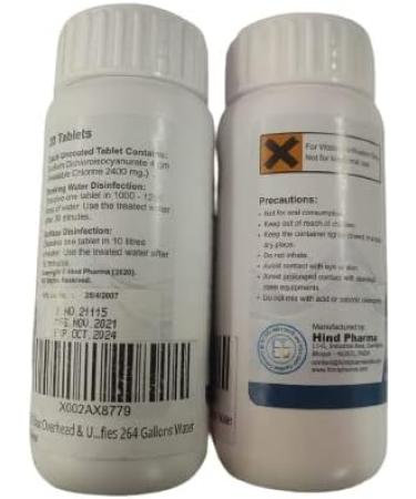 Overhead & Underground Water Tank Purification Tablets (4gm) for 5280 Gallons Water Jar of 20 Tablets 3 Years Shelf Life 1 Tablet purifies 264 Gallons Water - Buy Online on GoSupps.com