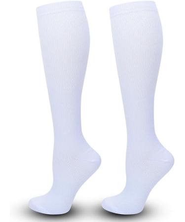 Compression Stockings for Men & Women - 4 Pairs Support Socks for Travel Sports & Nursing - White Knee High Compression Socks - Buy Online on GoSupps.com