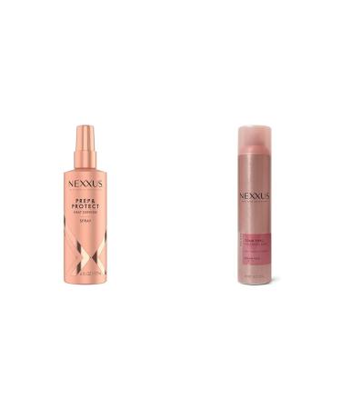 Nexxus Thermal Shield Spray Prep & Protect for 450 degree heat protection & Comb Thru Finishing Spray Medium Hold Hair Spray for Volume 10 oz Spray + Comb Thru Finishing Spray