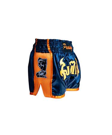 Paosing Muaythai Muay Thai Logo Shorts - Blue/Orange Medium-Large
