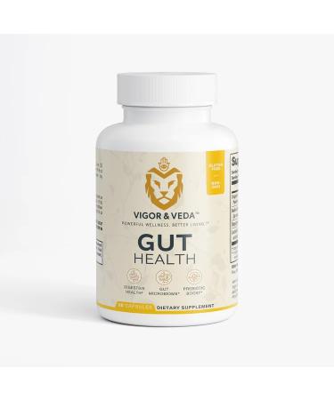 Vigor & Veda Gut Health Advanced Probiotic & Prebiotic Formula for Digestive Balance Bloating Relief & Immune Support 60 Capsules