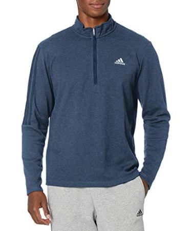 adidas Men's 3-Stripes Recycled Polyester Quarter Zip Pullover Navy X-Large