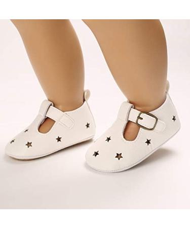 Baby Girl Mary Jane PU Leather First Walking Shoes | Anti-Slip Infant Princess Shoes 0-6 Months | White - Buy Online on GoSupps.com