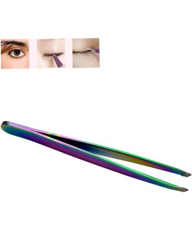 1PC Rainbow Color Slant Tweezer Professional Stainless Steel Slant Tip Tweezer Best Precision Eyebrow Tweezer Hair Removal Tweezer Cosmetic Beauty Tool For Men & Women tweezers - Buy Online on GoSupps.com