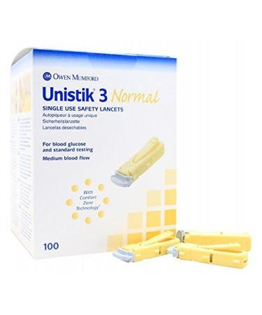 Unistik 3 Safety Lancets - 23G X 1.88mm - Box of 100