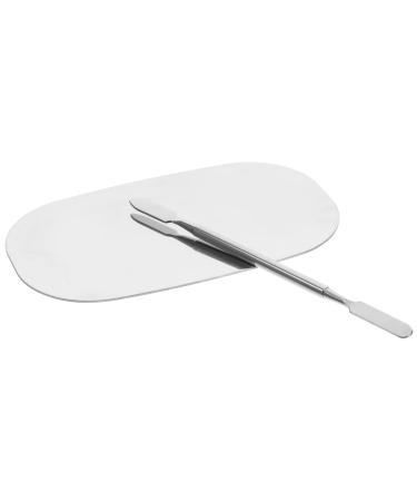 NOLITOY 1 Set Makeup Palette Mixing Palette Nail Art Tool Cosmetology Kit Paint Palette Steel Foundation Palette Painting Palette Make up Pallets Pro Tools Nail Plate Metal Stainless Steel 12.6x7.5x0.3cm Silver