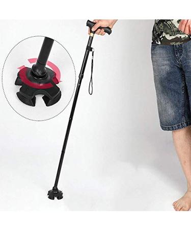 SilteD Adjustable Crutches Folding Walking Cane with LED Light Pivoting 3 Base Adjustable Walking Stick Lightweight Aluminum Offset Cane for Man/Woman Crutches