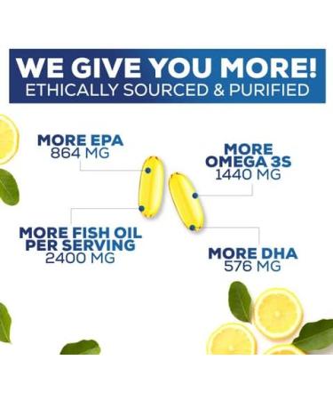Omega 3 Fish Oil Supplements 2400 mg - Triple Strength Omega3 - EPA & DHA with Essential Fatty Acids - Natural Immune Brain & Heart Health Support - Burpless Lemon Flavor Wild Caught - 180 Softgels 180 Count (Pack of 1) - Buy Online on GoSupps.com