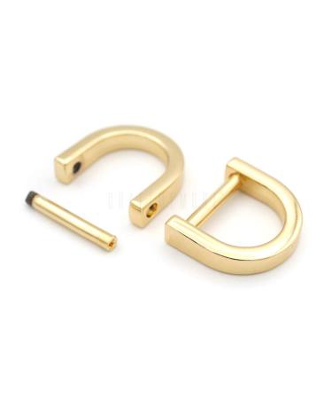 CRAFTMEMORE 5/8 Inch (Inside Width) D-Rings with Closing Screw Shackle Key Holder Horseshoe U Shape Dee Ring DIY Leather Craft Purse Replacement 4 pcs (Gold)