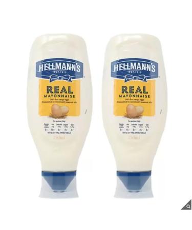Hellmann's Real Squeezy Mayonnaise- Made with Free Range Eggs - Good Source of Omega 3 - Suitable for Vegetarians - 2 x 750ml
