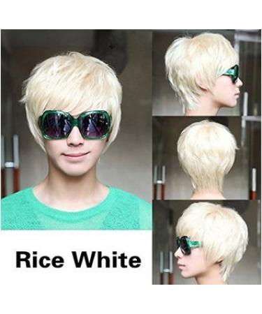 Fashion Punk Style Men's Short Platinum Blonde Wig | Cool Male Straight Hair - Buy Online on GoSupps.com