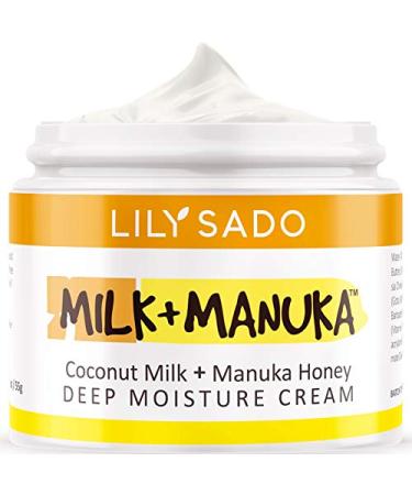 LILY SADO MILK + MANUKA  Coconut Milk & Manuka Honey Natural Face Moisturizer - Non Greasy Daily Facial Cream with Cocoa Butter & Gotu Kola - Anti-Aging Cruelty-Free Organic Facial Lotion