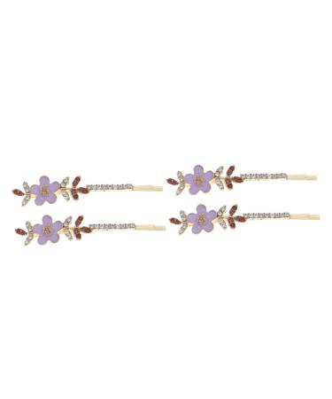 MAGICLULU 2 Pairs Rhinestone Flower Hair Clip Metal Hair Barrettes Hair Accessories for Girls Tiaras for Girls Vintage Hair Accessories Hair Clips Purple Alloy Rhinestone Side Clip Geometry