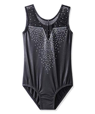 BAOHULU Girls Gymnastics Leotards One-piece 3-14 Years Practice Outfit 7-8 Years Sequin Black