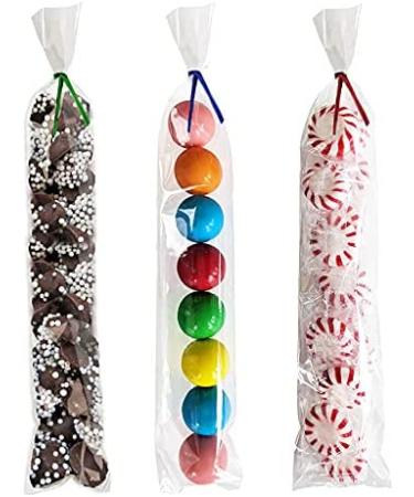 Clear Cellophane Bags 2x10 Inch (100 Pack) with Colored Twist Ties for Gifts & Party Favors - Buy Online on GoSupps.com