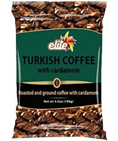Elite Turkish Coffee With Cardamom Roasted And Ground 3.5 Oz. Pk Of 6. Cardamom Roasted And Ground 3.5 Ounce (Pack of 6)