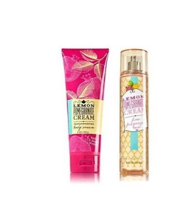 Bath and Body Works Lemon Pomegranate Cream Triple Moisture Body Cream 8 Oz & Body Mist 8 Oz.
