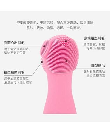 RIYAN 3In1 Silicone Cleansing Brush Deep Cleaning Remove Blackhead Acne Pore Clean Electric Face Cleaner Rose Red - Buy Online on GoSupps.com