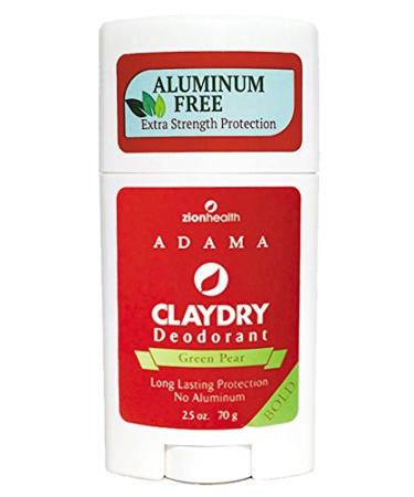 ClayDry Non Aluminum Deodorant for Women & Men Green Pear