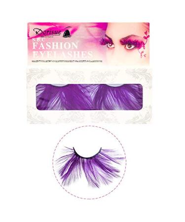 Dorisue Huge Dramatic Halloween Eyelashes - Purple Extra Long Cat Eye & Feather Style for Costumes - Buy Online on GoSupps.com