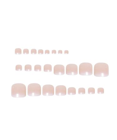 YOSOMK Ombre Pink French Tips Press On Toenails | 24 Pcs Gradient Short Fake Nail Tips for Women | Summer Nude Square Glue On Toenails - Buy Online on GoSupps.com