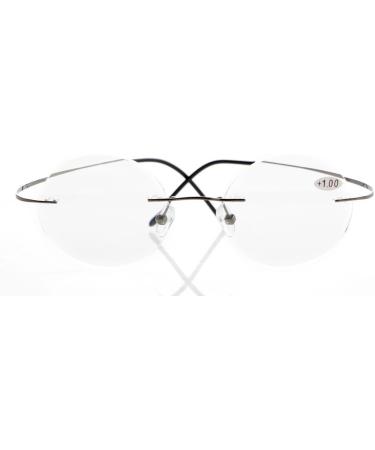 Eyekepper Titanium Rimless Round Reading Glasses - Gunmetal Circle Reader +2.5 | International Shipping Available - Buy Online on GoSupps.com